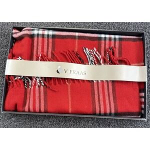 Mens or Womens V.Fraas Warm Winter Scarf Red Plaid